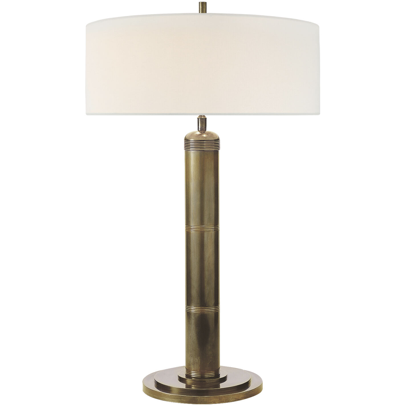 Thomas O'Brien Longacre 32.5 inch 60 watt Hand-Rubbed Antique Brass Table Lamp Portable Light in Linen, Tall