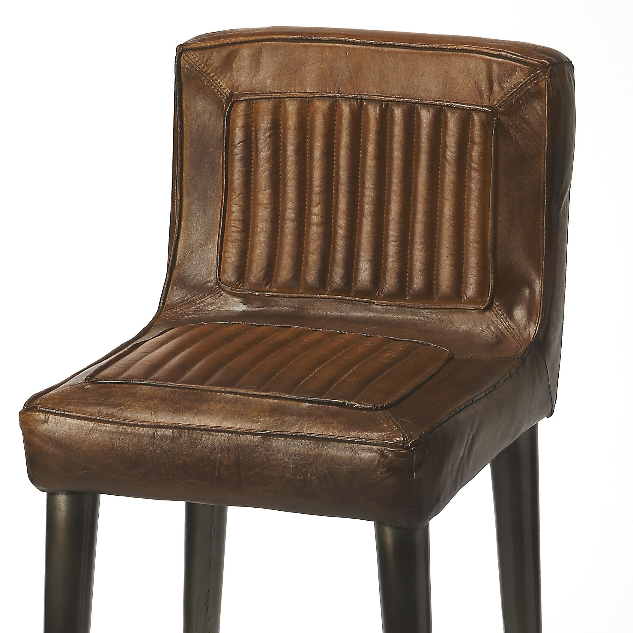 Industrial Chic Maxwell Leather 42 inch Brown Leather Barstool