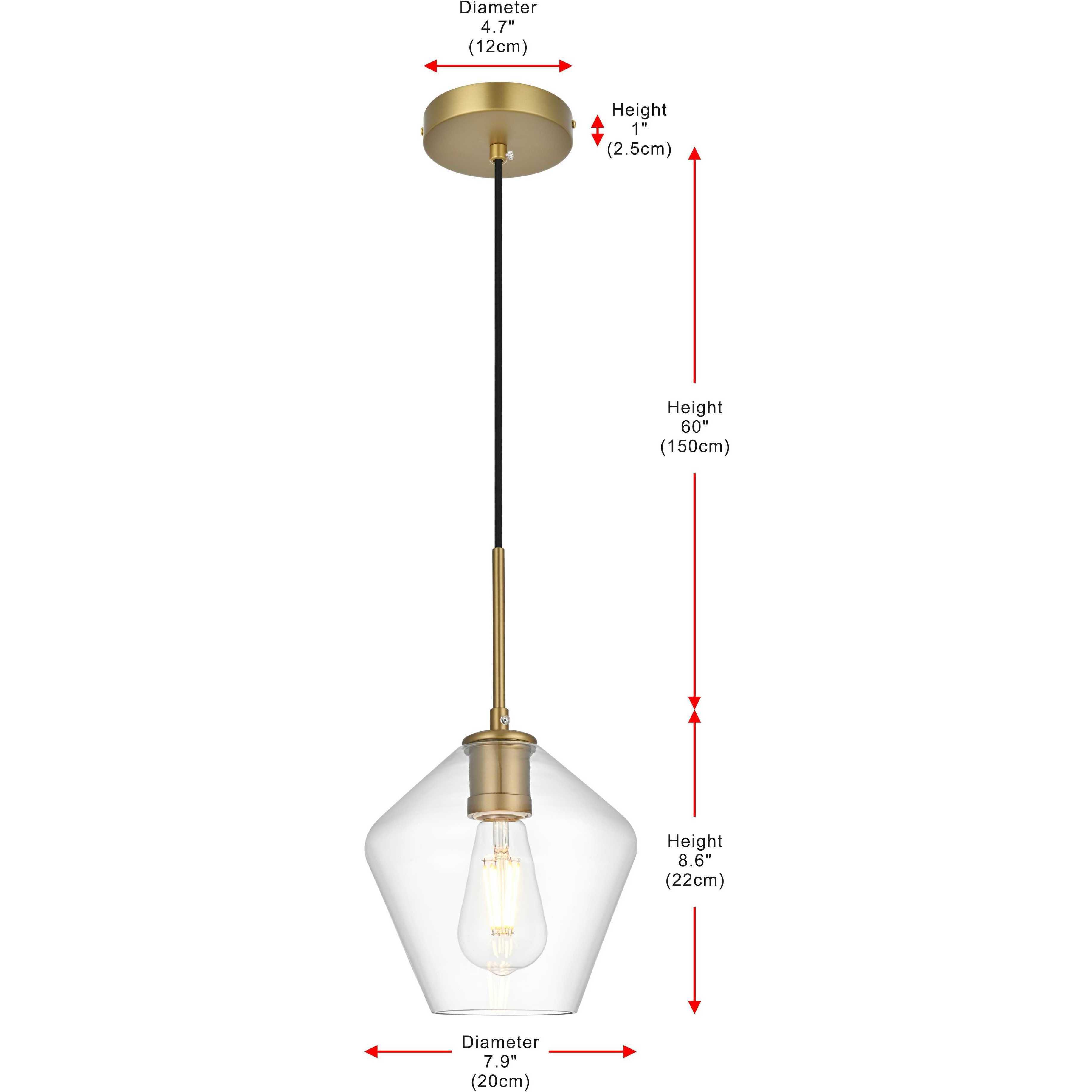 Gene 1 Light 8 inch Satin Gold Pendant Ceiling Light