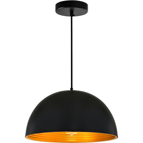 Modest 1 Light 16 inch Black Down Pendant Ceiling Light