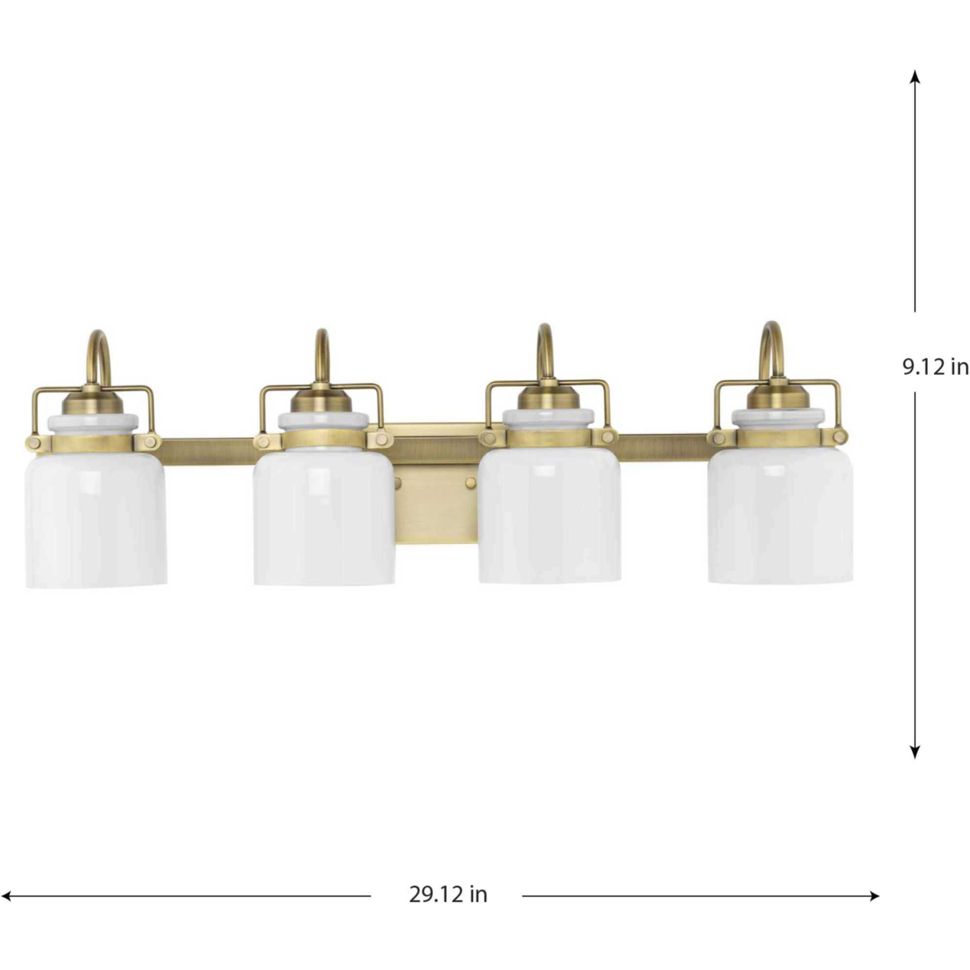 Fessler 4 Light 29.12 inch Vintage Brass Bath Light Wall Light