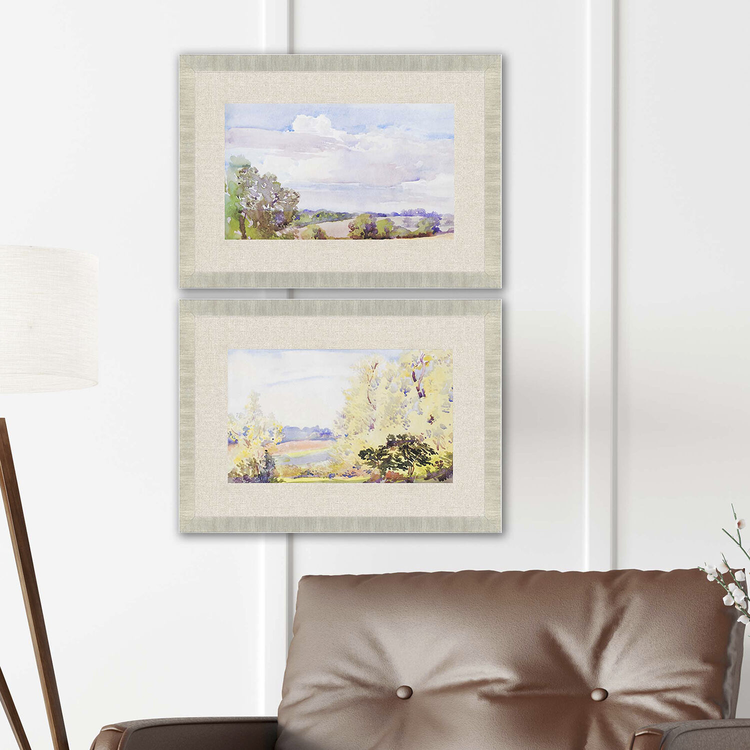 Placid/Repose Sunrise/Serene Multi and Orange and Green and Blue Framed Art