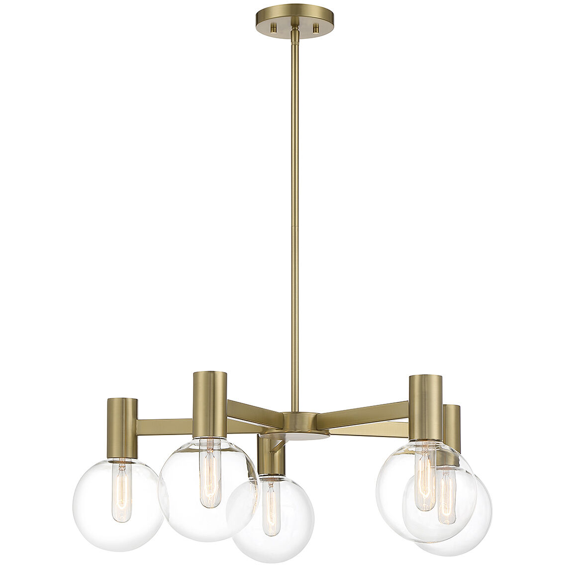 Wright 5 Light 28 inch Warm Brass Chandelier Ceiling Light