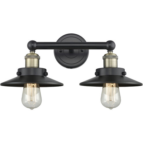 Railraod 2 Light 17 inch Black Antique Brass Bath Vanity Light Wall Light in Matte Black