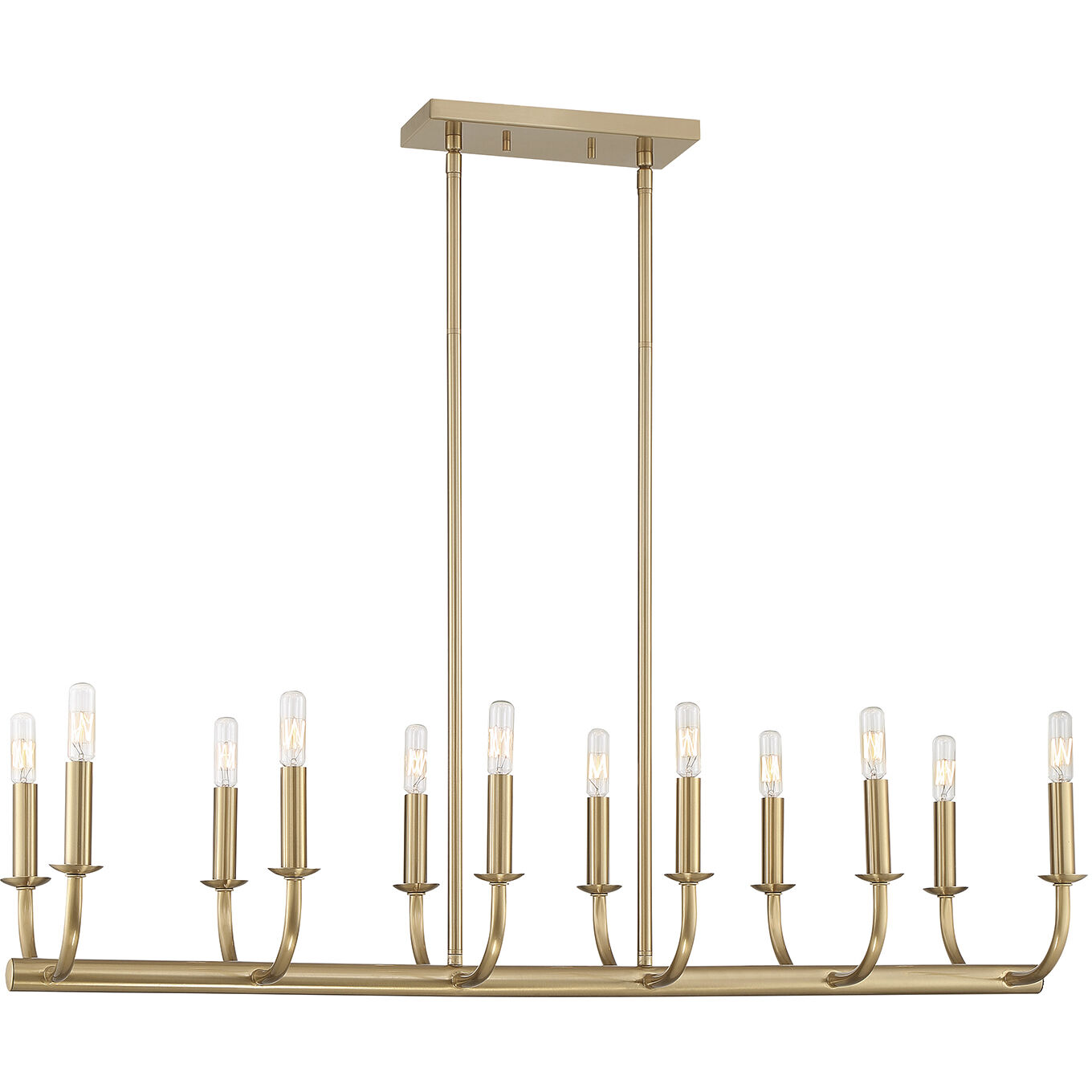 Bailey 12 Light 42 inch Aged Brass Linear Chandelier Ceiling Light