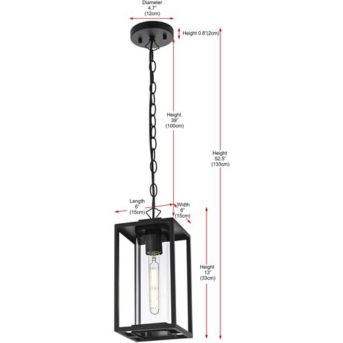 Memphis 1 Light 6 inch Black Outdoor Pendant