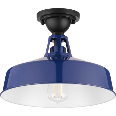 Cedar Springs 1 Light 13 inch Navy Outdoor Semi-Flush Mount