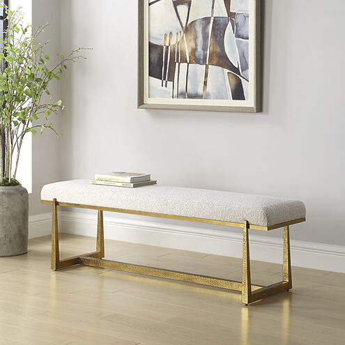 Midas Textured Antique Gold and Driftwood Toned Polyester Bench