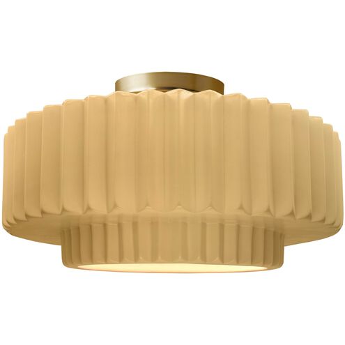Radiance 1 Light 14.5 inch Muted Yellow and Brushed Brass Semi Flush Ceiling Light