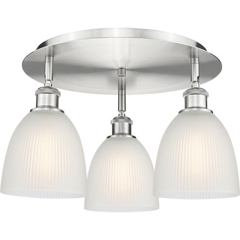 Castile 3 Light 17.75 inch Satin Nickel Flush Mount Ceiling Light in White