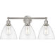 Edison Bristol Glass 3 Light 26 inch Brushed Satin Nickel Bath Vanity Light Wall Light in Clear Glass