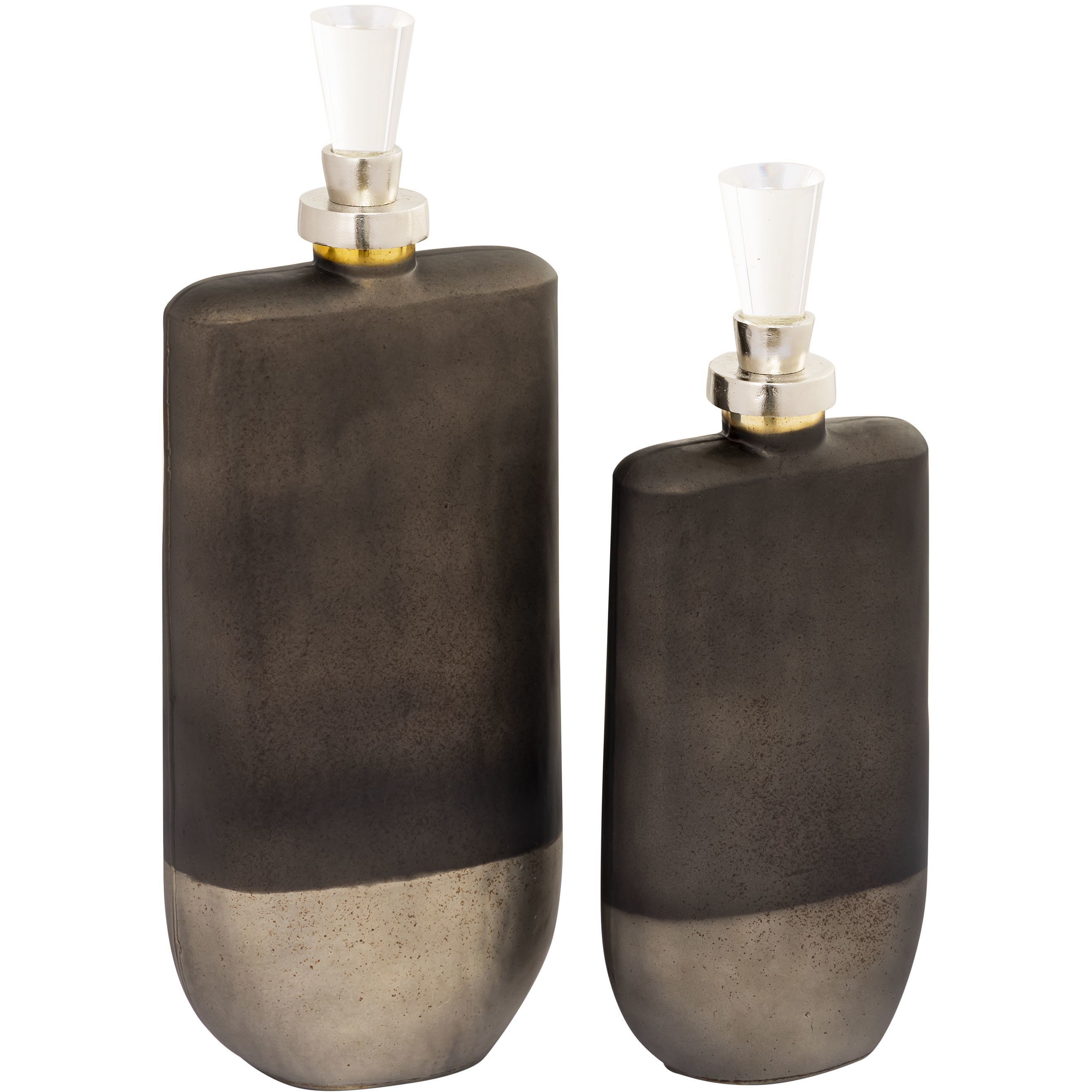 Mara Metallic Brown with Polished Nickel Bottle, Set of 2