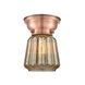 Aditi Halophane 1 Light 9 inch Antique Copper Flush Mount Ceiling Light in Matte White Halophane Glass, Aditi