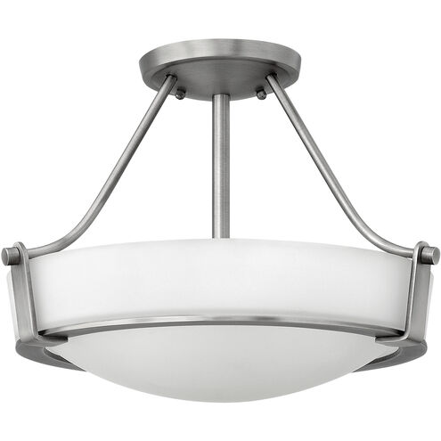 Hathaway 3 Light 16 inch Antique Nickel Indoor Semi-Flush Mount Ceiling Light in Etched White