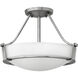Hathaway 3 Light 16 inch Antique Nickel Indoor Semi-Flush Mount Ceiling Light in Etched White