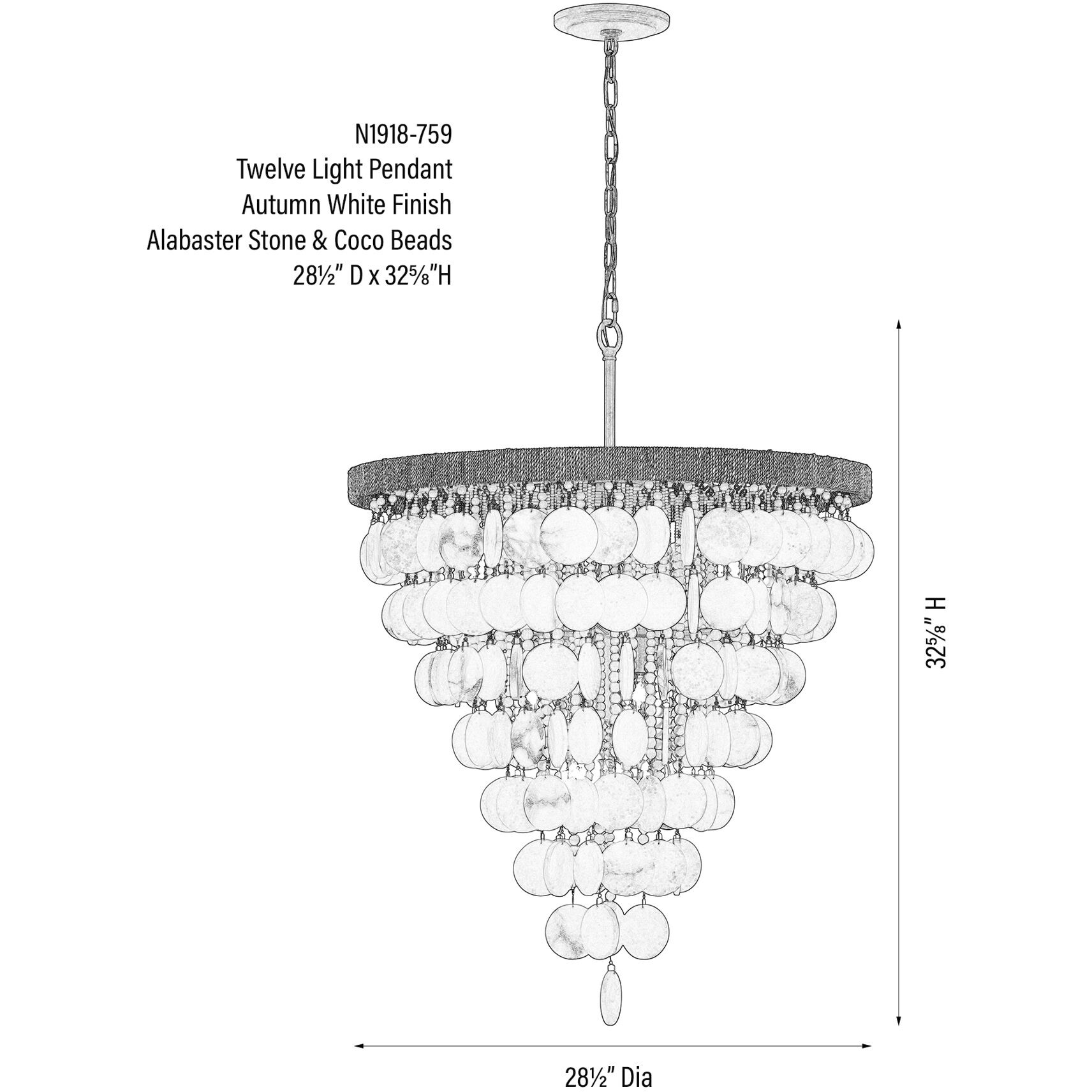 Aurelia's Cove 12 Light 28.5 inch Autumn White Pendant Ceiling Light