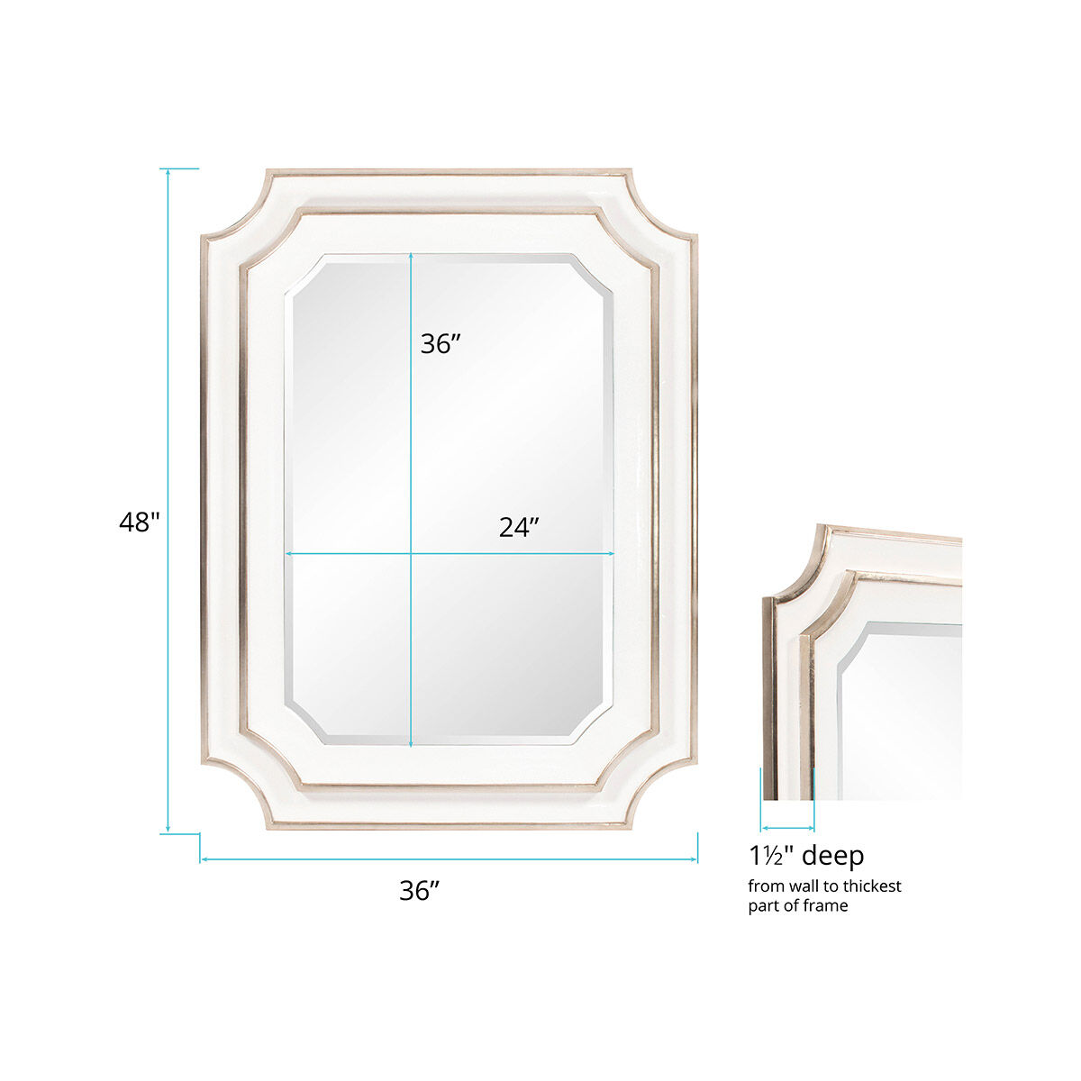 Dante 48 X 36 inch White Wall Mirror
