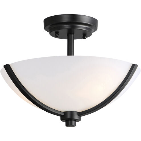 Deven 3 Light 14 inch Black Semi-Flush Mount Ceiling Light