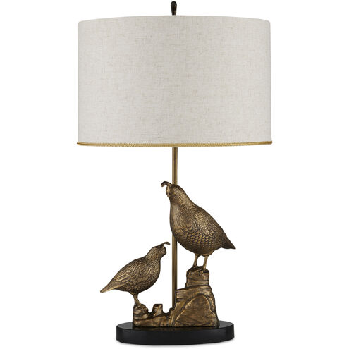 Codorniz 30 inch 150 watt Antique Brass and Black Table Lamp Portable Light, Marjorie Skouras Collection