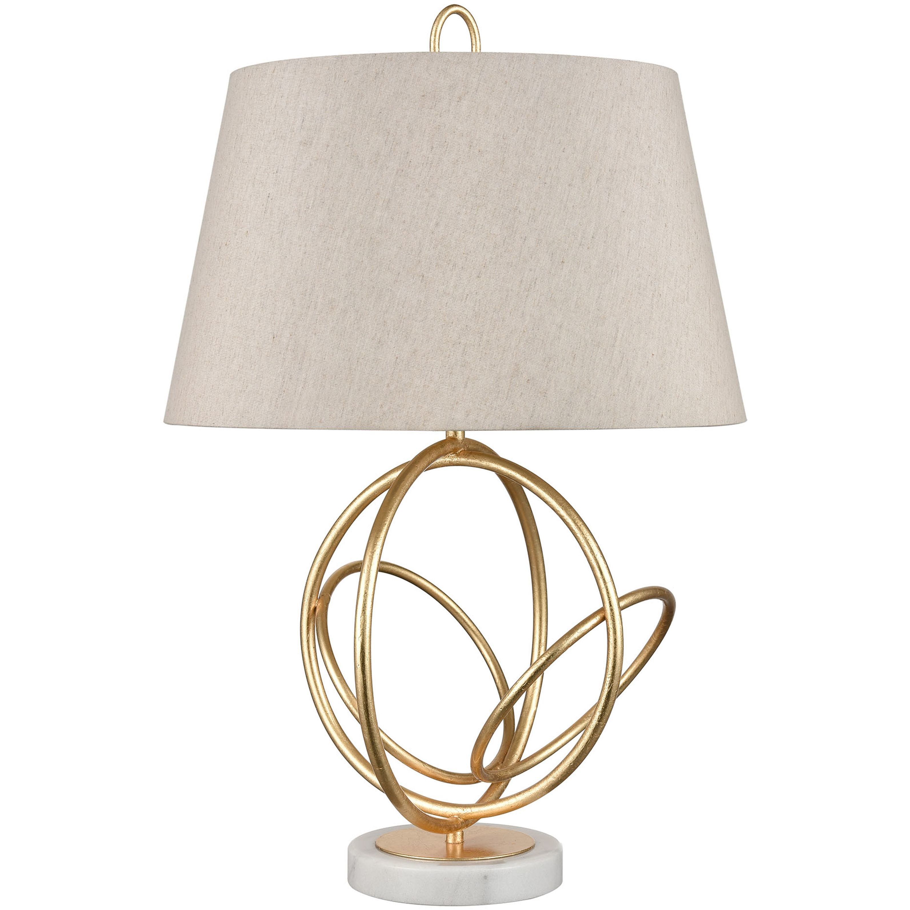 Morely 26 inch 150 watt Gold Leaf with White Table Lamp Portable Light