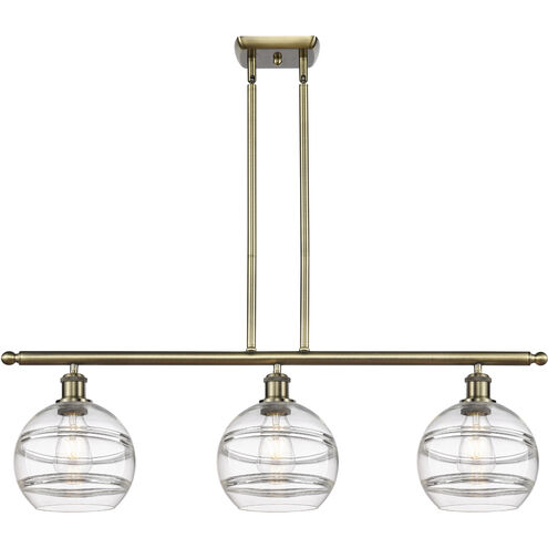 Ballston Rochester 3 Light 36 inch Antique Brass Stem Hung Island Light Ceiling Light