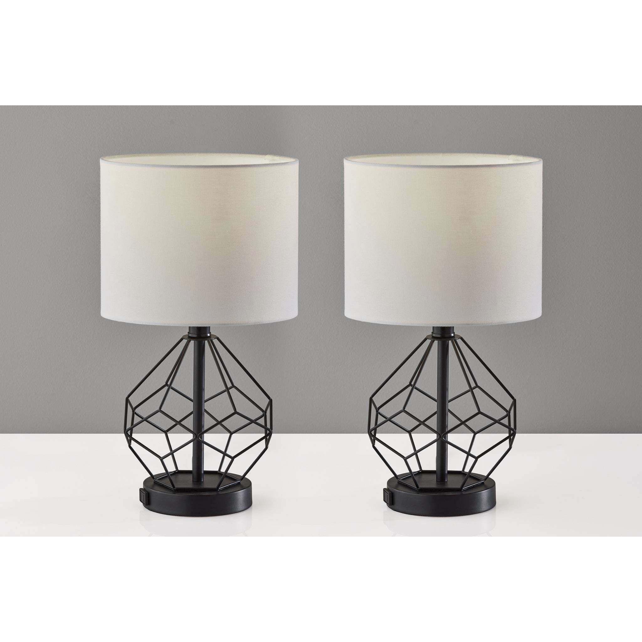 Chiara 16 inch 60.00 watt Black Table Lamps Portable Light, Simplee Adesso, 2 Pack