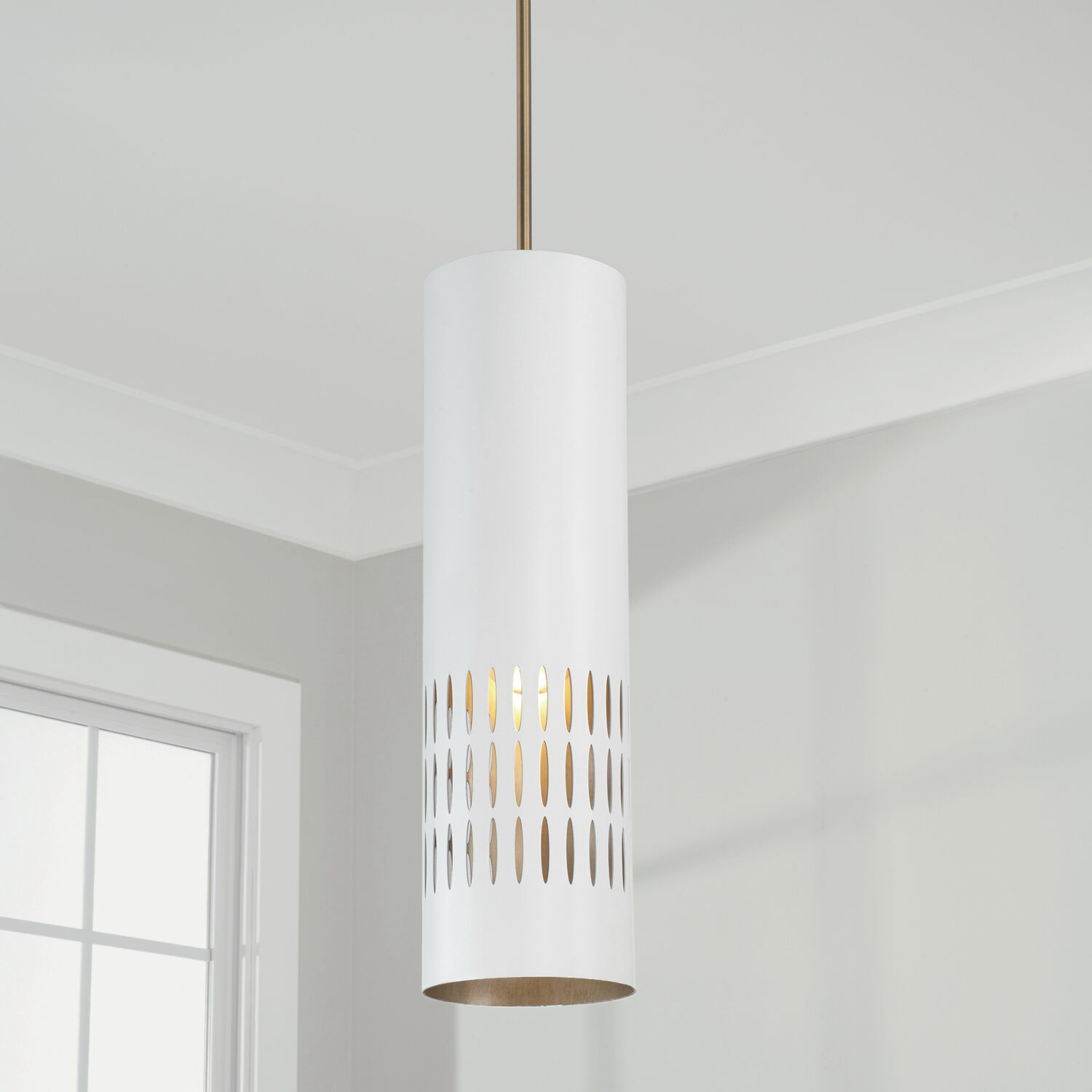 Dash 1 Light 6.25 inch Aged Brass and White Pendant Ceiling Light