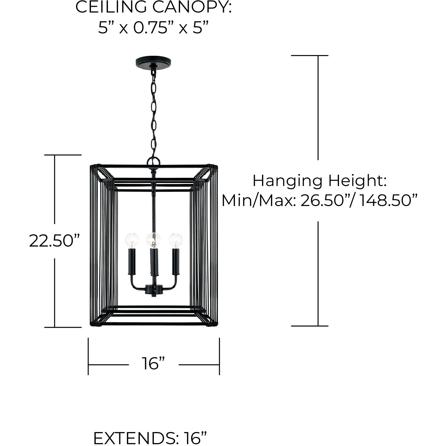 Lennon 4 Light 16 inch Matte Black Foyer Ceiling Light