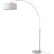 Float 92 inch 14 watt Satin Nickel and White Arc Floor Lamp Portable Light in White Linen