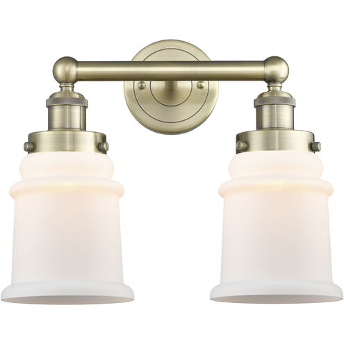 Canton 2 Light 15 inch Antique Brass Bath Vanity Light Wall Light in Matte White