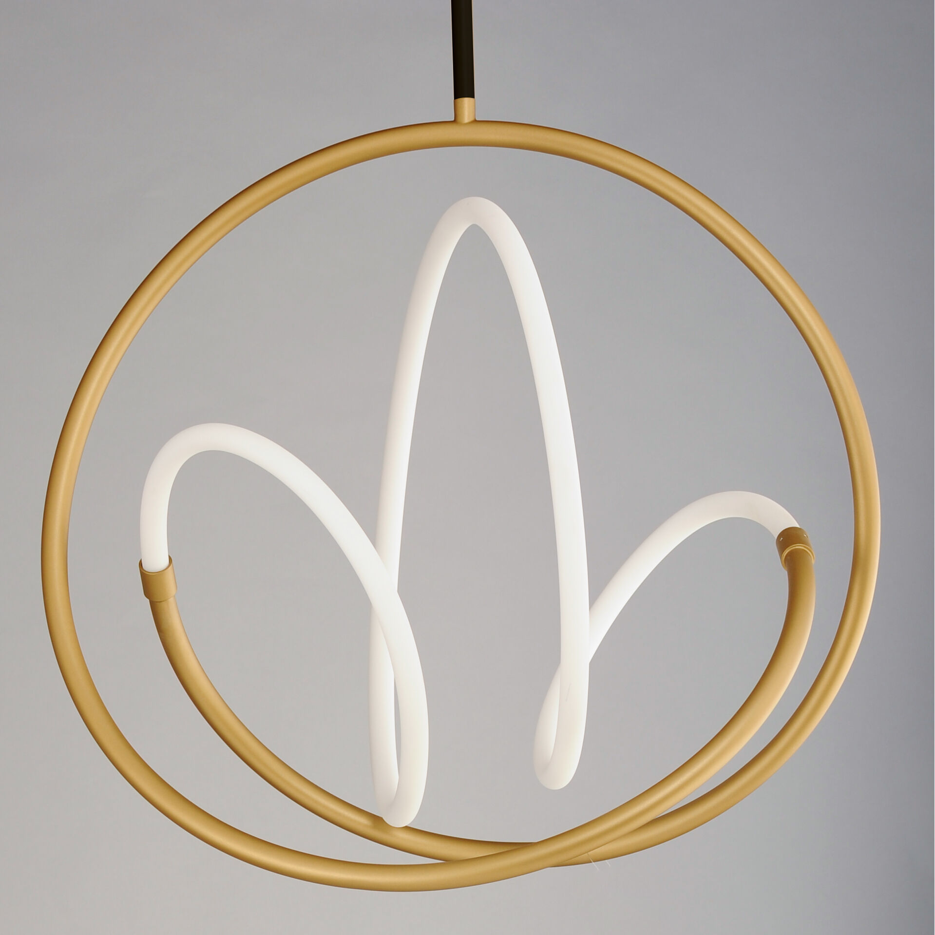 Mobius LED 20 inch Black and Gold Single Pendant Ceiling Light