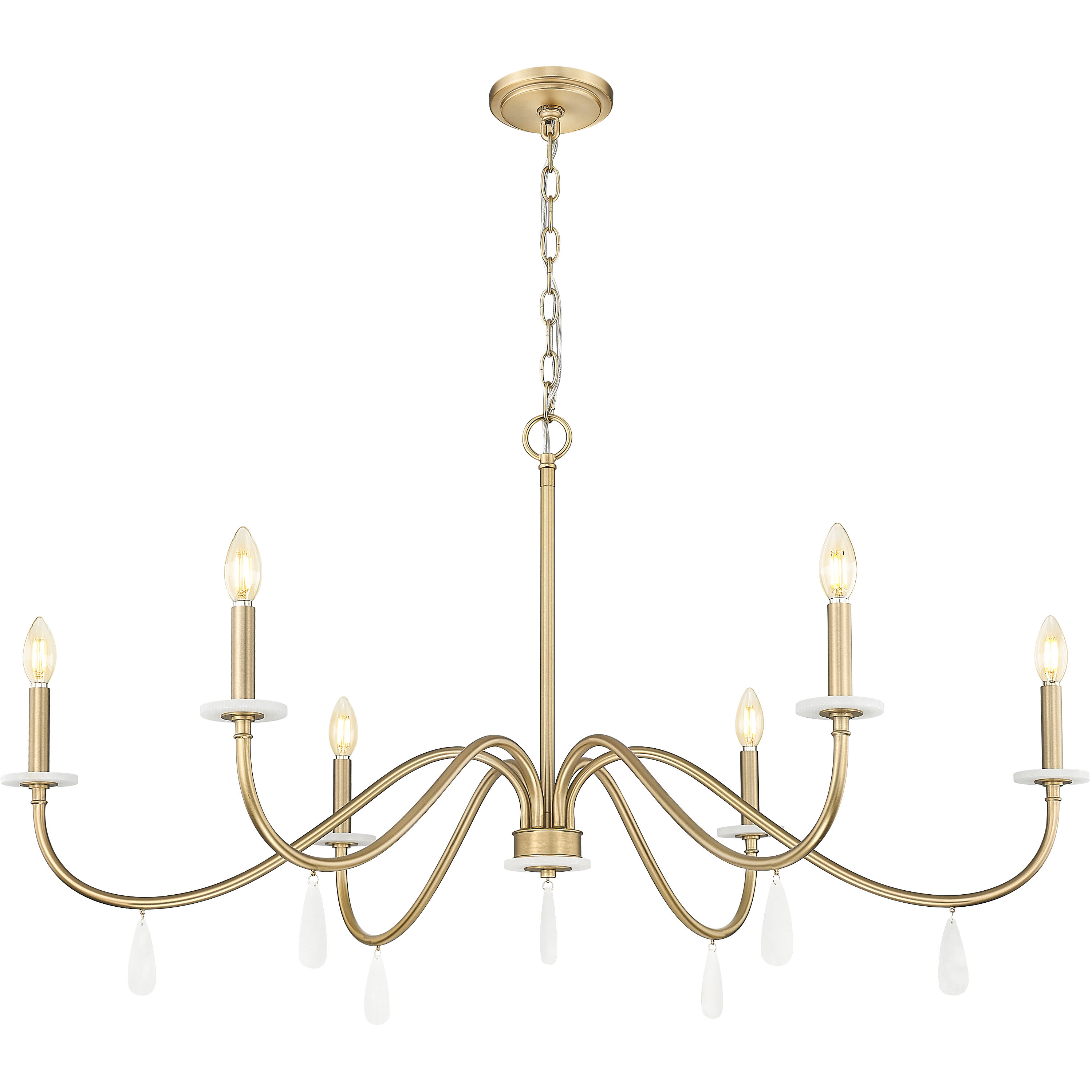 Toussant 6 Light 45 inch Modern Gold Chandelier Ceiling Light