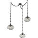 Nova 3 Light 19 inch Matte Black Swag Multi-Pendant Ceiling Light in Smoke, Rectangular Chain