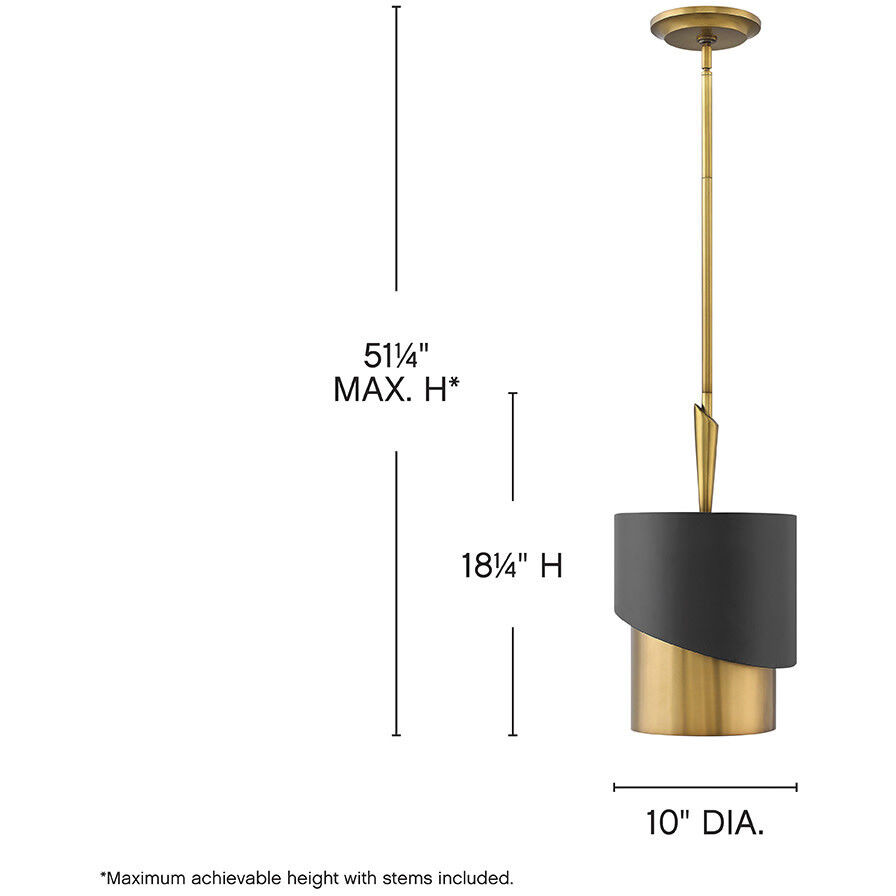 Gigi LED 10 inch Heritage Brass Pendant Ceiling Light