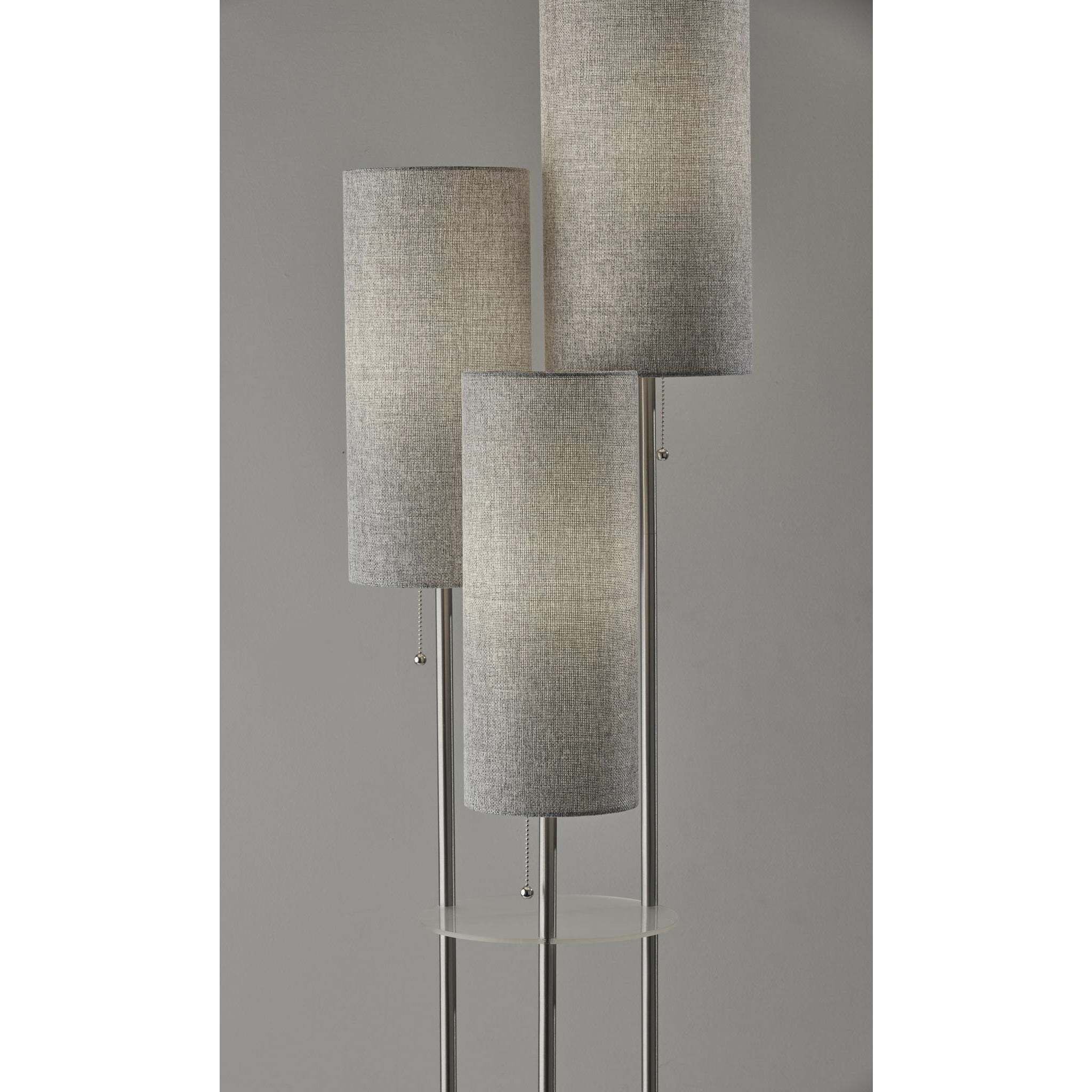 Adesso trio floor lamp with tables in cheap brushed steel