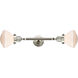 Franklin Restoration Olean LED 7 inch Brushed Satin Nickel Bath Vanity Light Wall Light in Matte White Glass, Franklin Restoration