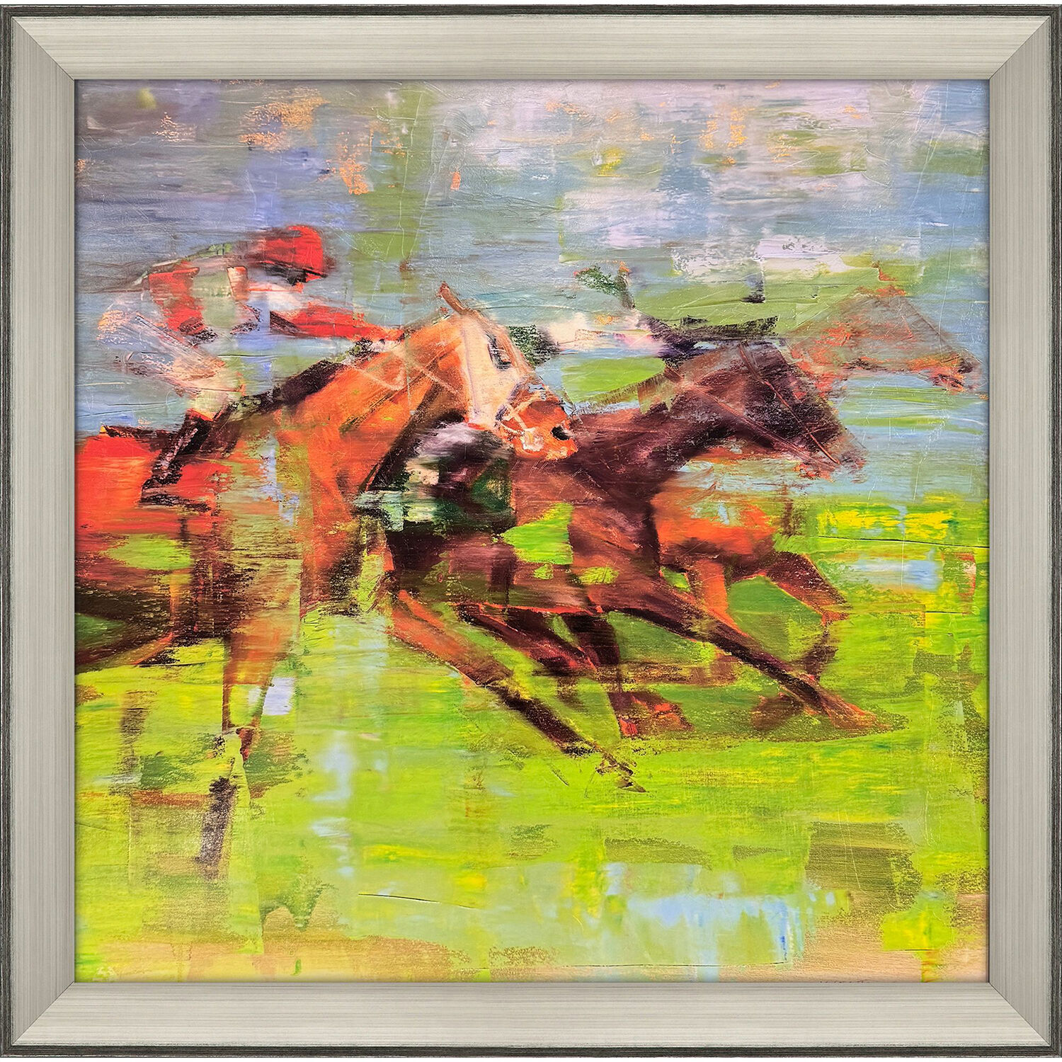 They Are Coming Green and Brown and Red and Yellow Framed Art