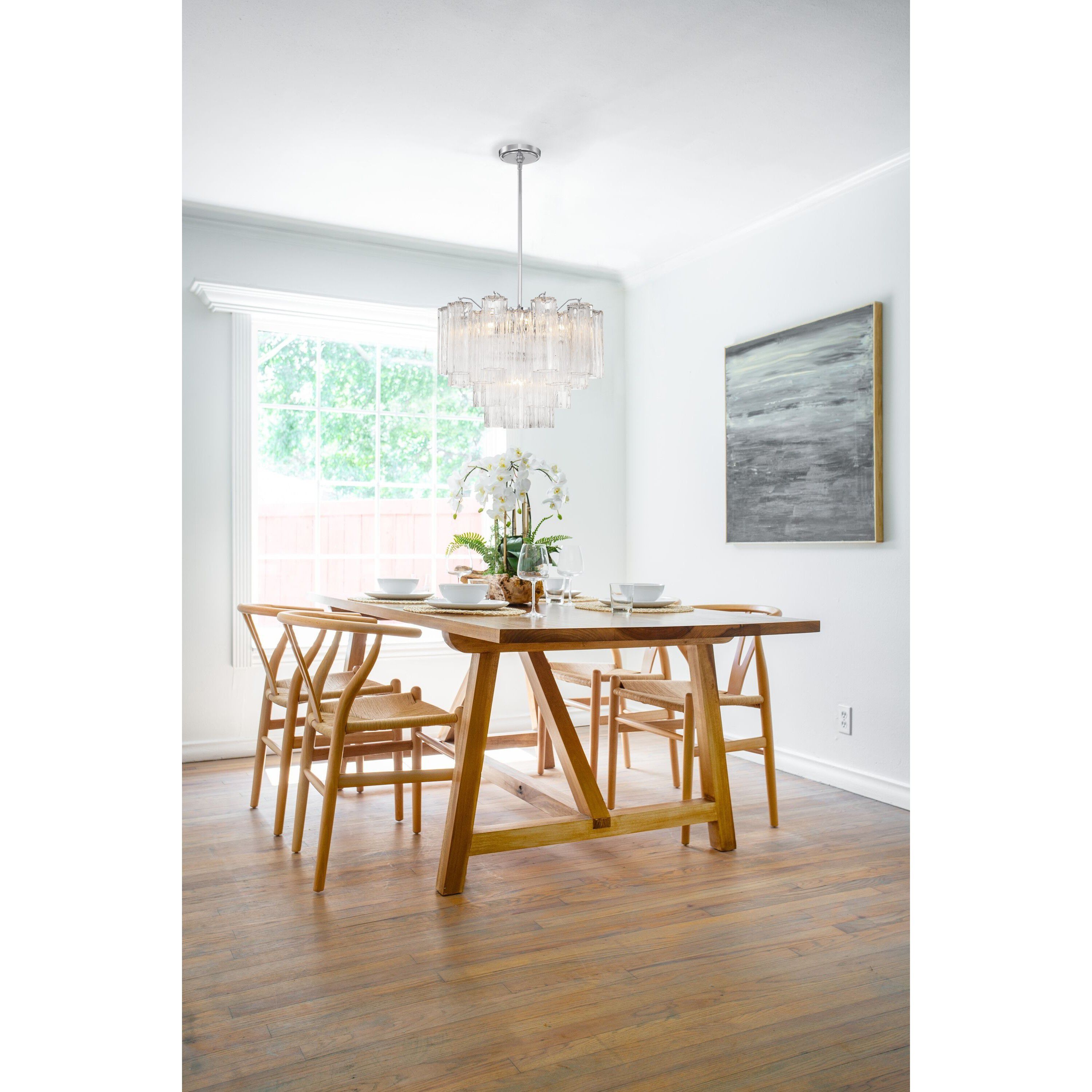 Addis 9 Light 22 inch Polished Chrome Chandelier Ceiling Light in Tronchi Glass Clear