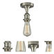 Edison Bare Bulb 1 Light 2 inch Brushed Satin Nickel Semi-Flush Mount Ceiling Light