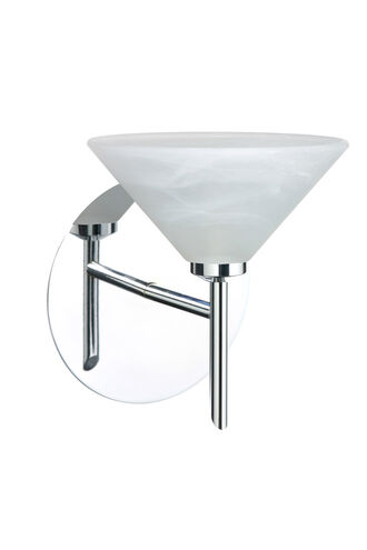 Kona 1 Light 6 inch Chrome Mini Sconce Wall Light in Halogen, Marble Glass
