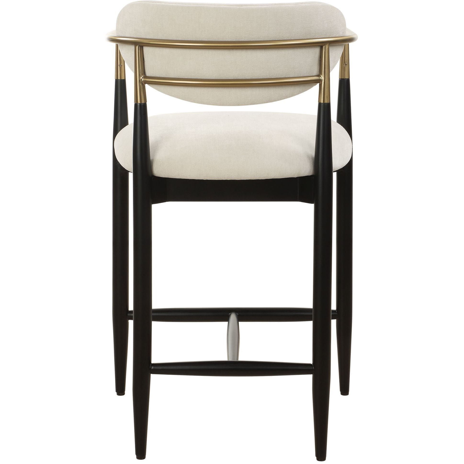 Moxie 36.5 inch Brushed Brass and Matte Black and Off-White Counter Stool