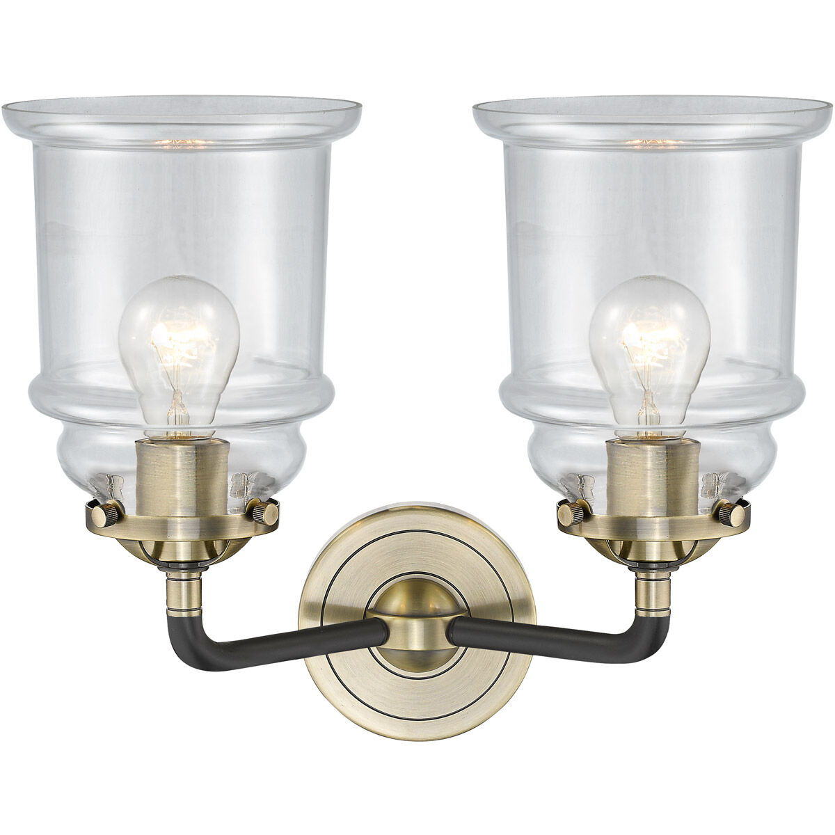 Nouveau Canton LED 14 inch Black Antique Brass Bath Vanity Light Wall Light in Clear Glass, Nouveau