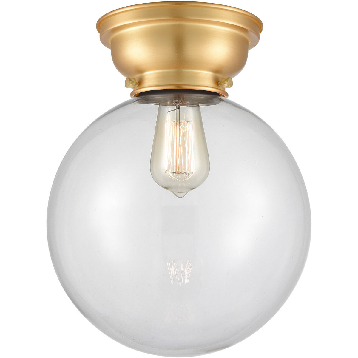 Aditi X-Large Beacon 1 Light 10 inch Satin Gold Flush Mount Ceiling Light in Clear Glass, Aditi