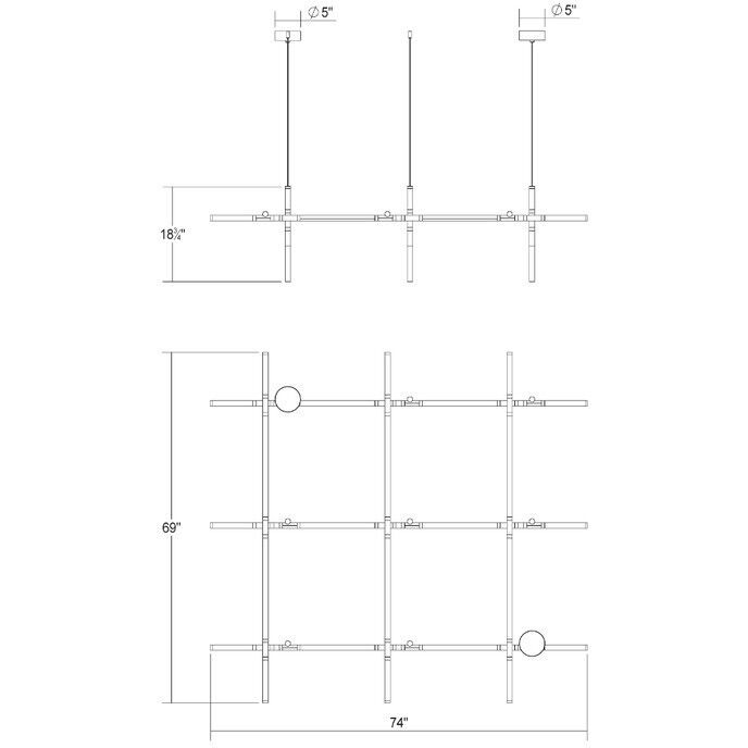 Labyrinth LED 74.25 inch Brass Chandelier Ceiling Light
