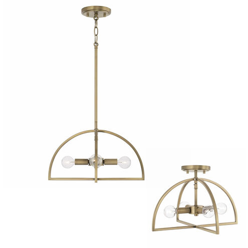 Lawson 4 Light 15 inch Aged Brass Semi-Flush Mount Ceiling Light, Convertible Dual Mount