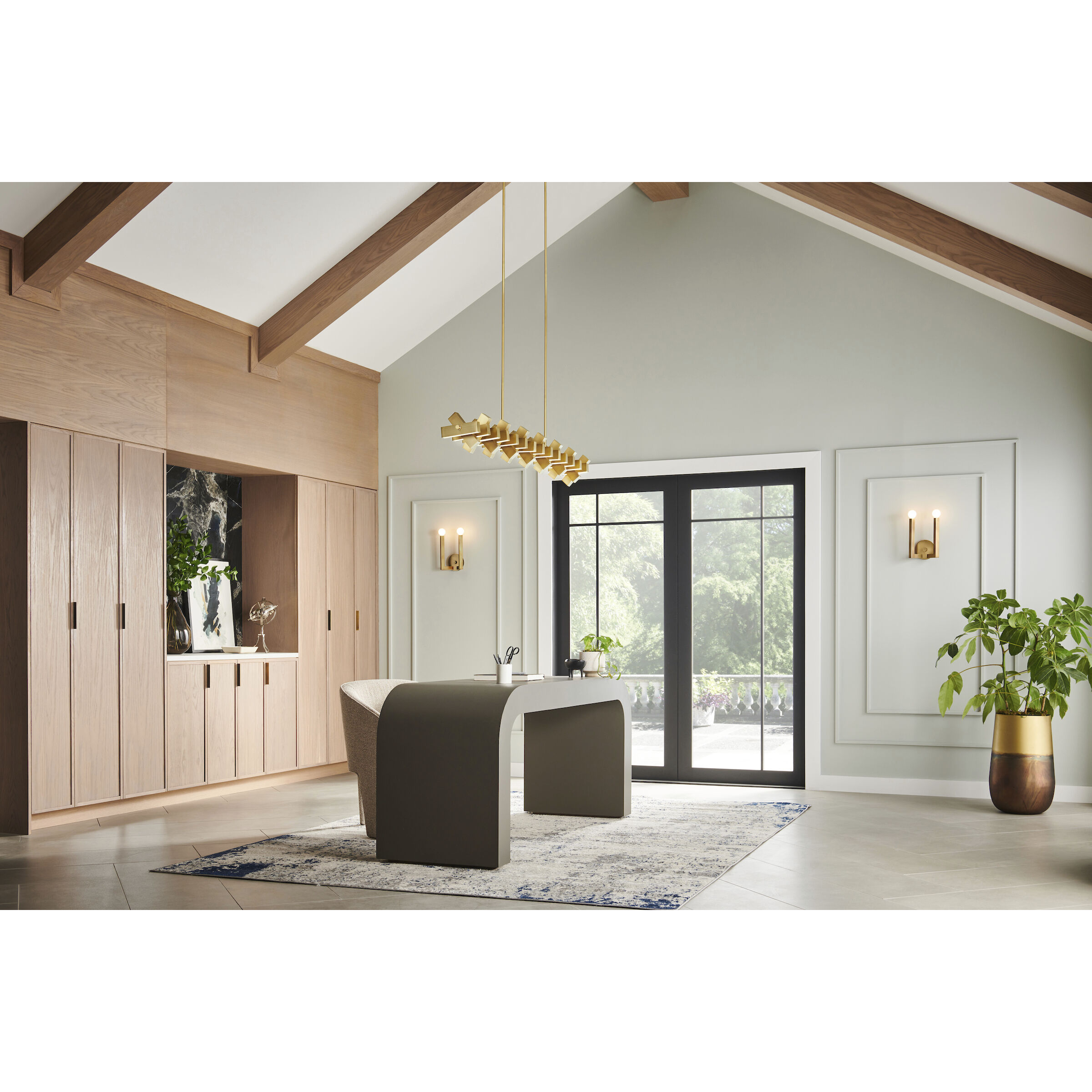 Stitch LED 58.75 inch Lacquered Brass Chandelier Ceiling Light