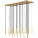 Forest Linear Chandelier Ceiling Light in Modern Gold
