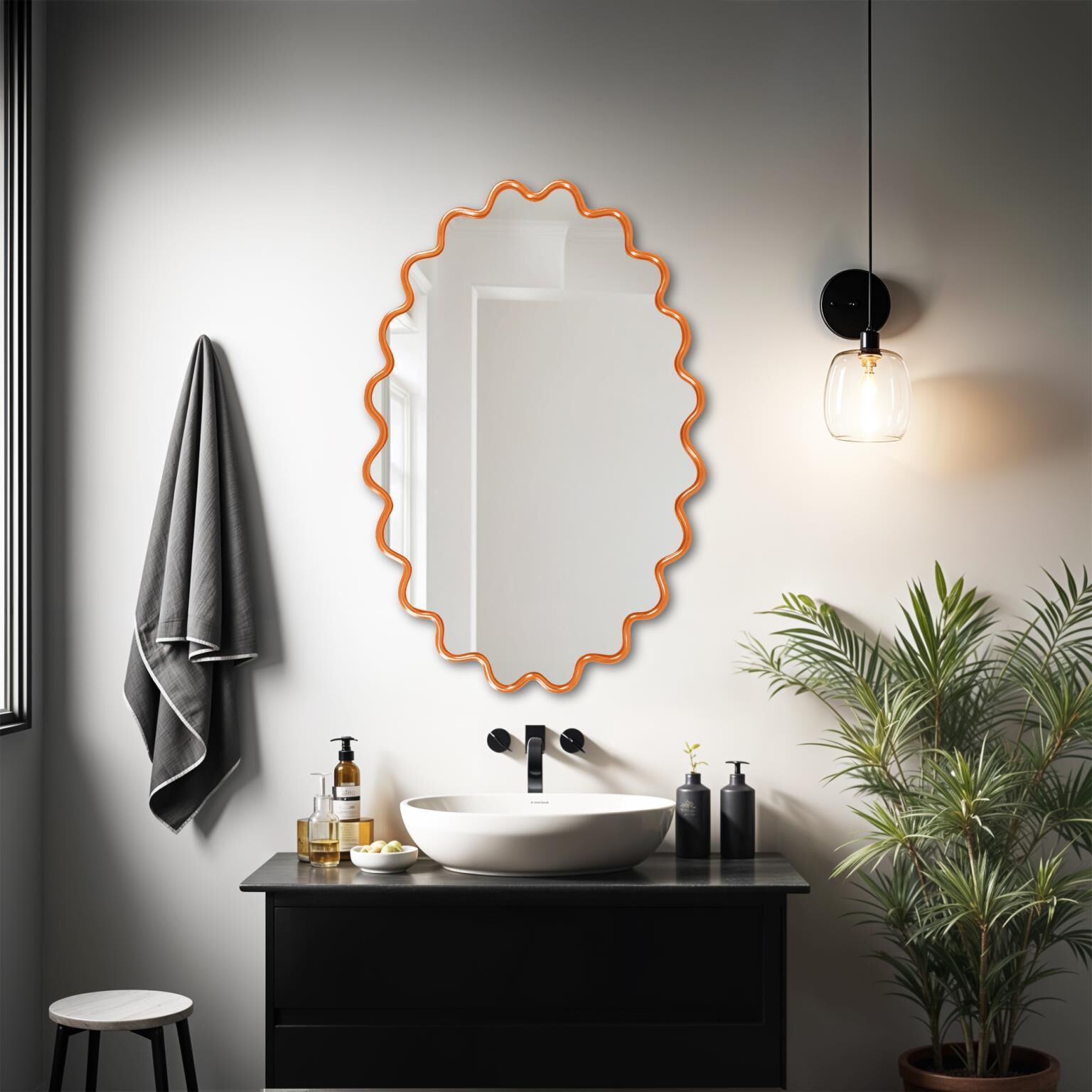 Cloud 36 X 24 inch Orange Mirror