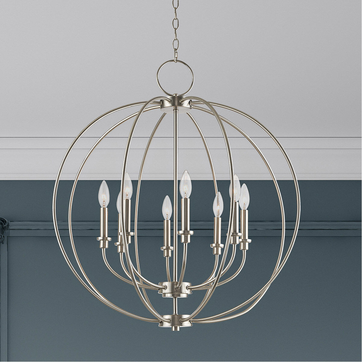Milania 8 Light 28 inch Brushed Nickel Chandelier Ceiling Light