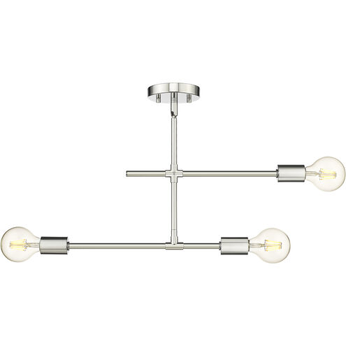 Modernist 3 Light 4.75 inch Chrome Semi Flush Mount Ceiling Light